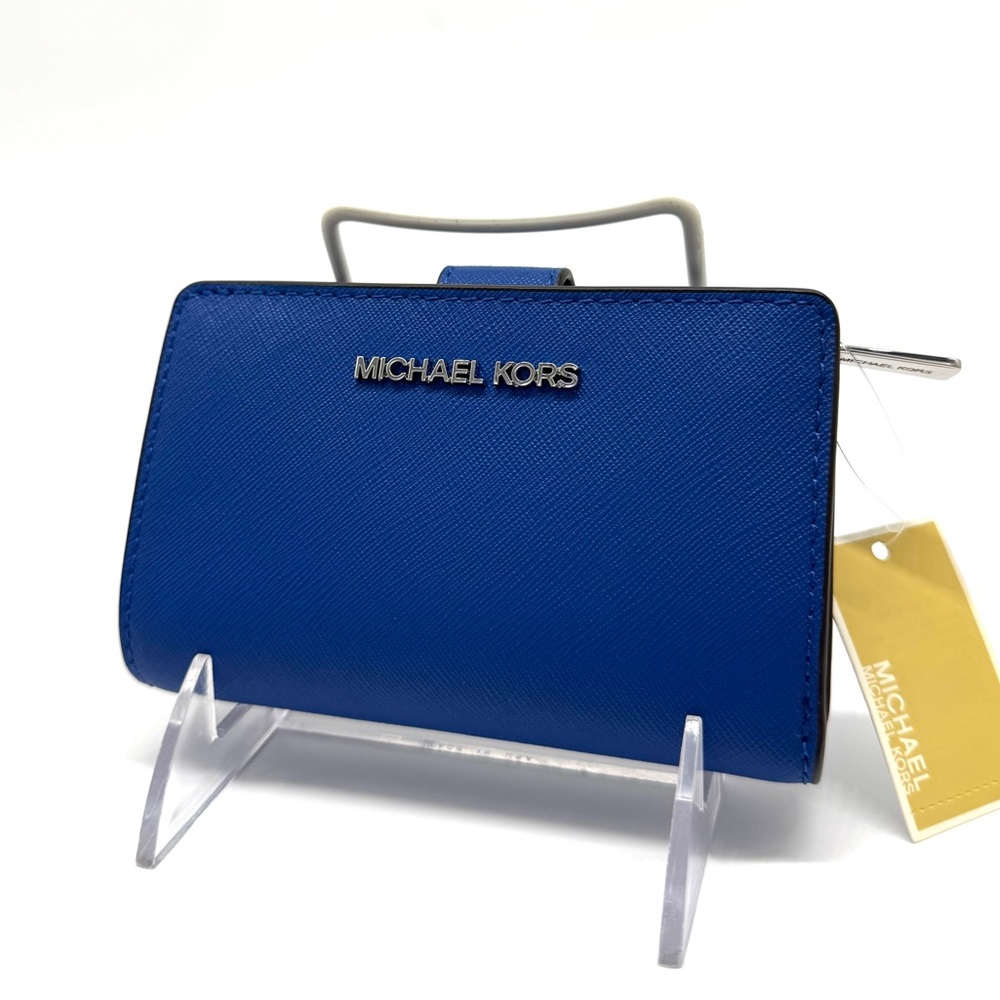 Michael Kors Medium Bifold Zip Chain Wallet Galaxy Blue